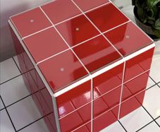 Handmade Tile Cube, Designer Ceramic Art Object, Side Table