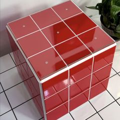 Handmade Tile Cube, Designer Ceramic Art Object, Side Table