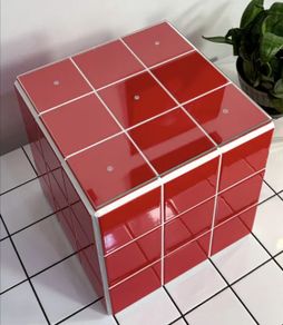 Handmade Tile Cube, Designer Ceramic Art Object, Side Table