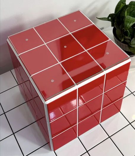 Handmade Designer Tile Cube Side Table / Stool,  Gloss Ceramic Statement Piece