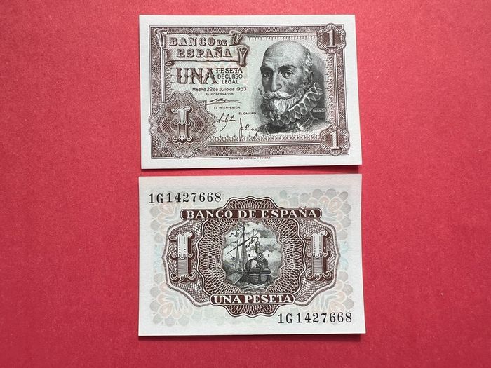 Spain  1  Peseta  1953  Pick  144a   ( Uncirculated )