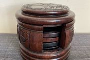 Vintage handcarved ebony wood coasters