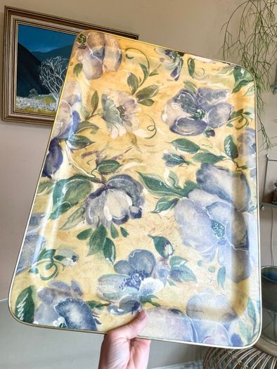Retro Arnold Designs Floral Fiberglass Large Tray