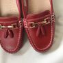 New Womens Red Leather Moccasin Shoes Size 8 or 42 Image 4