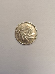 Malta 2 cents coin #Olive