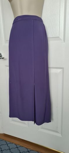 Brand New M&S Purple Blueberry Straight Skirt Front Splits Size 8r