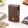 Genuine Leather Pop-Up Card Holder Wallet RFID Blocking Slim Credit Card Case Image 3