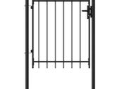 Fence Gate Single Door with Spike Top Steel 1x1.2 m Black