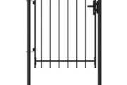 Fence Gate Single Door with Spike Top Steel 1x1.2 m Black