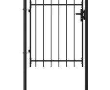 Fence Gate Single Door with Spike Top Steel 1x1.2 m Black