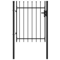 Fence Gate Single Door with Spike Top Steel 1x1.2 m Black