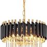 Black and Gold Crystal Chandelier Pendant Light, Small Modern Crystal Chandelier for Entryway, Corridor, Balcony, Porch, Restaurant, Door Opening, E27 x 3, ?40cm Image 9