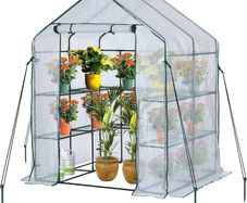Walk In Greenhouse With 10 Shelves, Reinforced PE Plastic Cover With Sturdy Steel Frame, Greenhouse/Plant Nursery for Gardens, Patios or Spaces Size, Easy to Assemble