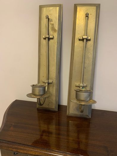 Pair solid brass wall candle stick holder