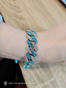Bling Hiphop Blue Rhinestone Bracelet