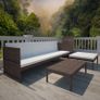 3 Piece Garden Lounge Set with Cushions Poly Rattan Brown Image 6