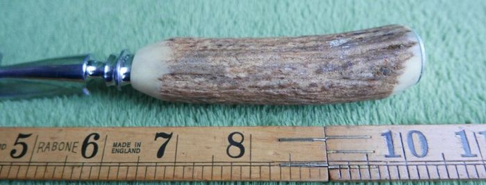 Antique Bone Handle Flatware Serving Meat Fork with Guard