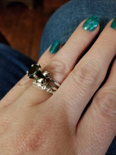 Mini Skull Eternity Band Ring in Sterling Silver, Alternative Wedding Band