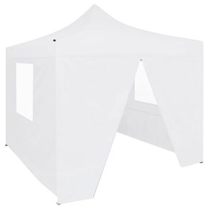 Professional Folding Party Tent with 4 Sidewalls 2x2 m Steel White