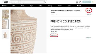 French Connection Stone Vase