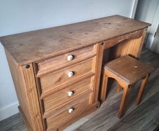 Solid Mexican Pine Desk + Stool
