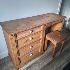 Solid Mexican Pine Desk + Stool