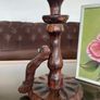 Primitive Candle Stick Antique Style Wood with Iron Tacks Image 9