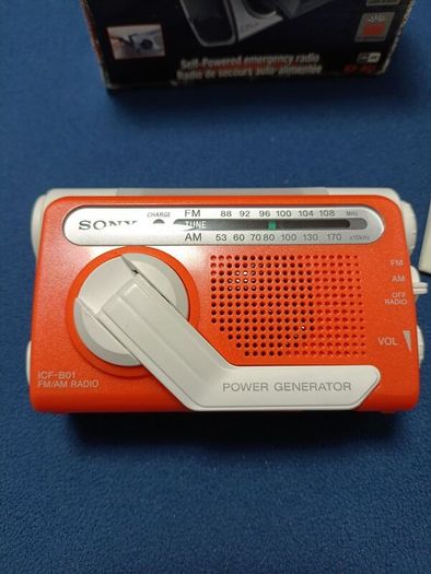 Sony ICF-B01 FM/AM Self Powered Emergency Radio Power Generator Flashlight LED