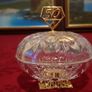 Killarney Crystal Cut Crystal Glass With Number 50 Lidded Jewelry Dish / Bowl With 22 Carat Gold Cover Handle and Footed Base Finishing Made In Ireland Image 3