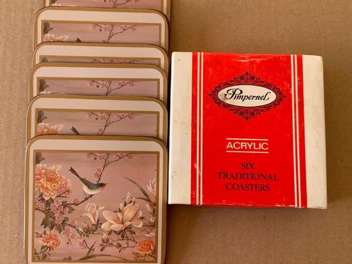 Vintage Pimpernel Coasters x 6 Oriental Birds and Flowers Boxed