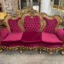 Old three piece salon set that has been recovered and the gilt gold has been redone Image 2