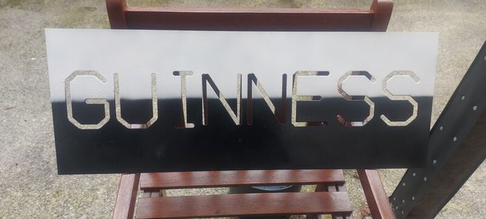 Guinness stencil laser cut steel metal stencil,,make ur own signs ,buyer collects or pays postage thank you, sold as is,heavy duty metal
