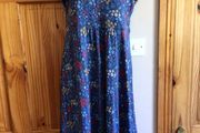 Seasalt Cornwall blue floral A line midi jersey dress size 12 includes post
