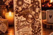Handmade Personalised Wooden Birthday Card &amp; Stand
