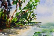 Kerala alappuzha beach watercolour
