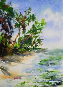 Kerala alappuzha beach watercolour