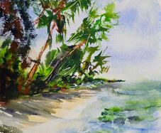 Kerala alappuzha beach watercolour