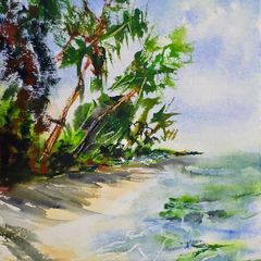 Kerala alappuzha beach watercolour
