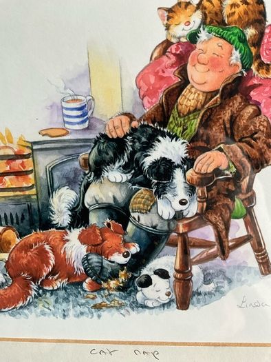'Cat Nap' & Sheep Driving' by Linda Birkinshaw