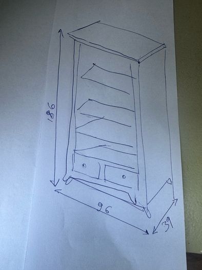 Open bookshelf with two large drawers