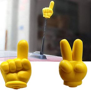 Cute Victory Finger Car Antenna Topper Eva Decorative Car Topper Balls Yel