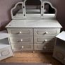 White Dressing Table with Triple Mirror & Matching Bedside Lockers Image 2