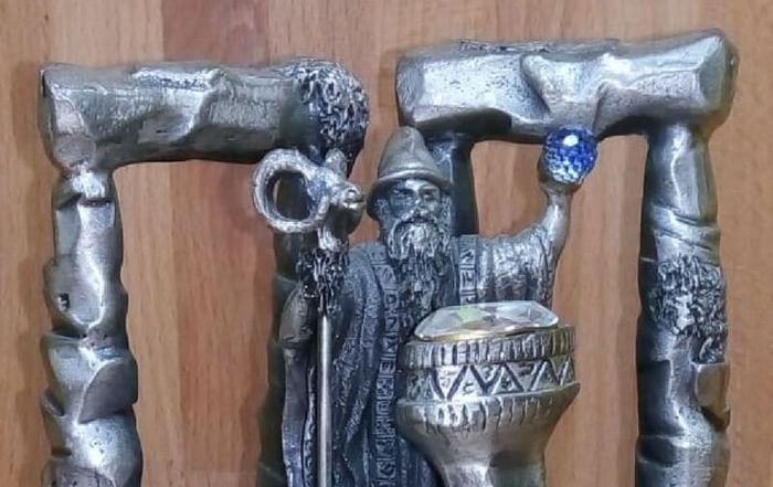 Metal Figure with Crystals - SUMMONING THE ELEMENTS - With Plinth -  No Box
