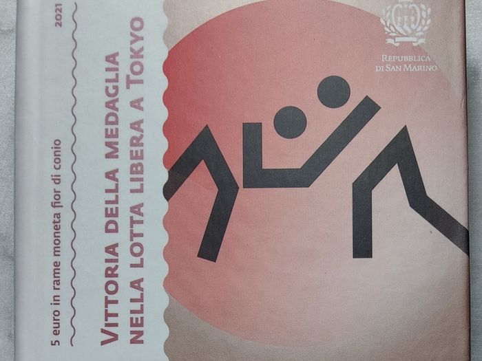 San Marino 5 Euro Copper Uncirculated Coin 2021 - Victory in freestyle wrestling in Tokyo