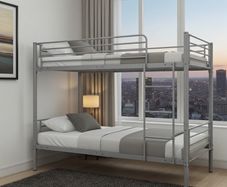 Metal Single Bunk Bed Frame- Grey, Free Delivery