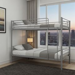 Metal Single Bunk Bed Frame- Grey, Free Delivery