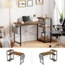 _Computer Desk with Shelf, Adjustable Shelf, with Side Pocket, 130 x 55 x 90 cm, Industrial Design, Vintage Brown/Black Image 5
