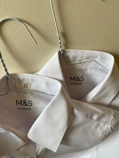 M&S white school shirts (new) age 8-9