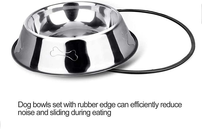 2 Stainless Steel Dog Bowls, Dog Feeding Bowls, Dog Plate Bowls With Non-slip Rubber Bases,Small Pet Feeder Bowls And Water Bowls (FREE POSTAGE)