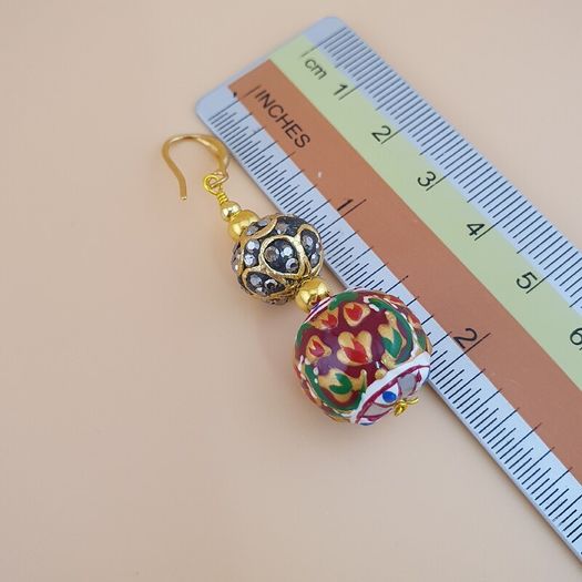 Handmade Afghani Design Colorful Enamel Drop Earrings